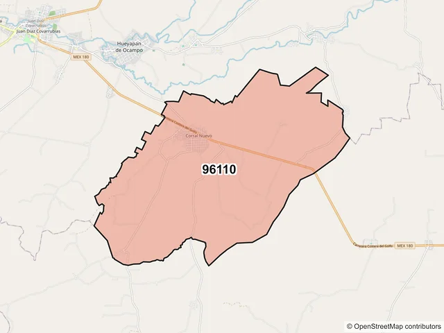 Mapa del código postal 96110, Acayucan, Veracruz de Ignacio de la Llave