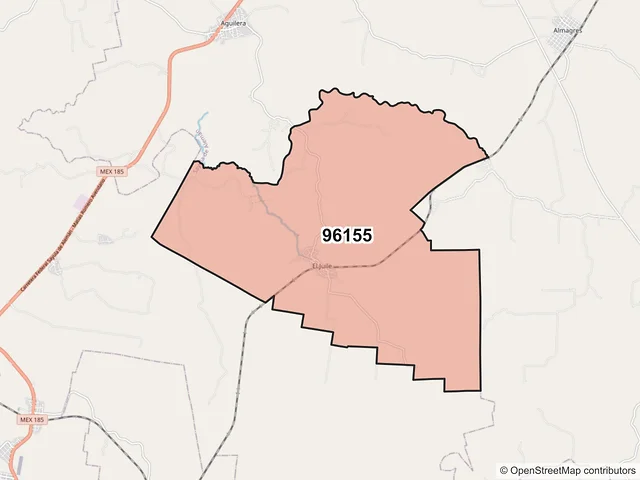 Mapa del código postal 96155, Sayula de Alemán, Veracruz de Ignacio de la Llave