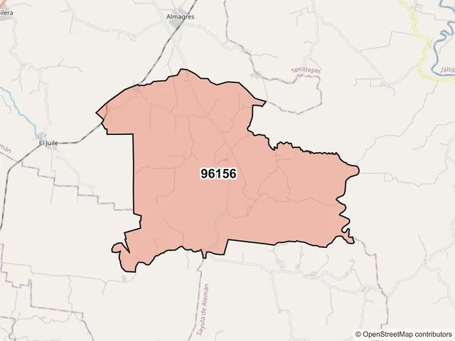 Mapa del código postal 96156, Sayula de Alemán, Veracruz de Ignacio de la Llave
