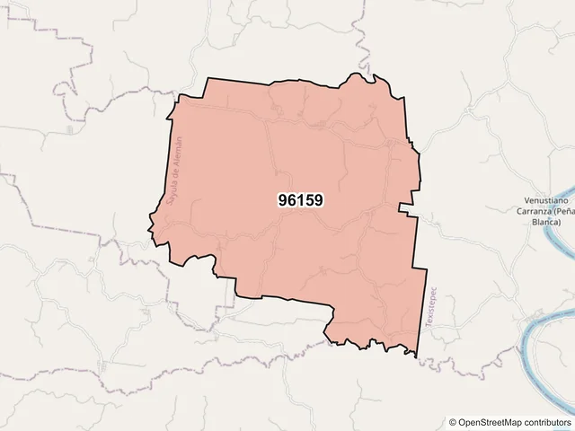 Mapa del código postal 96159, Sayula de Alemán, Veracruz de Ignacio de la Llave