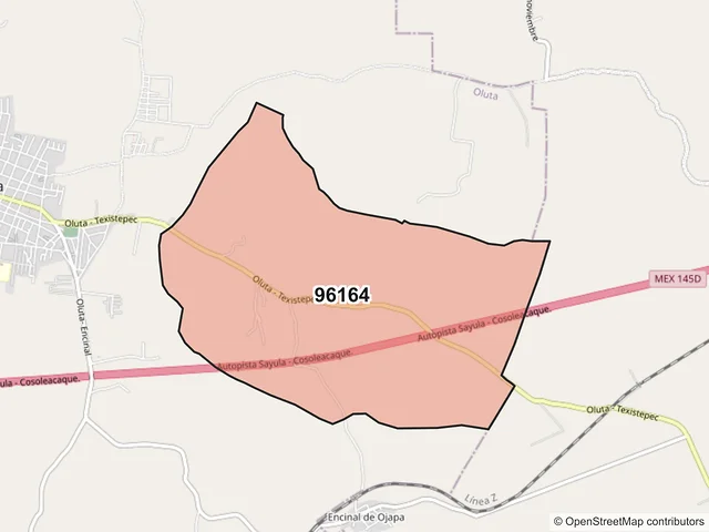 Mapa del código postal 96164, Oluta, Veracruz de Ignacio de la Llave