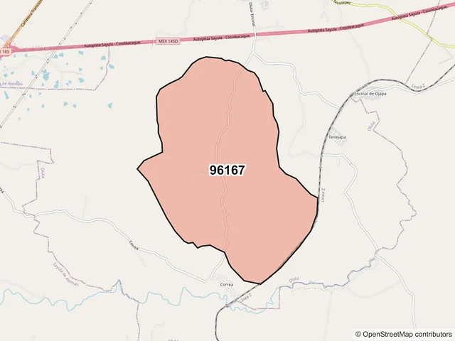 Mapa del código postal 96167, Oluta, Veracruz de Ignacio de la Llave