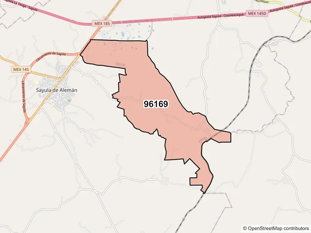 Mapa del código postal 96169, Oluta, Veracruz de Ignacio de la Llave