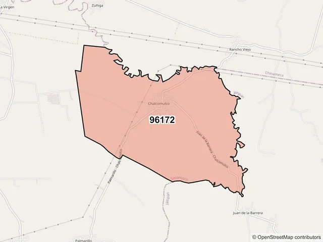 Mapa del código postal 96172, Soconusco, Veracruz de Ignacio de la Llave