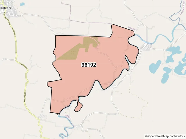 Mapa del código postal 96192, Texistepec, Veracruz de Ignacio de la Llave