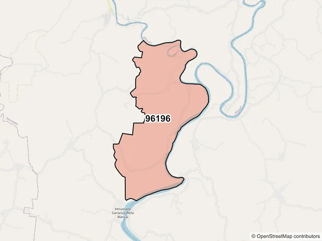 Mapa del código postal 96196, Texistepec, Veracruz de Ignacio de la Llave