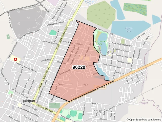 Mapa del código postal 96220, Jáltipan, Veracruz de Ignacio de la Llave