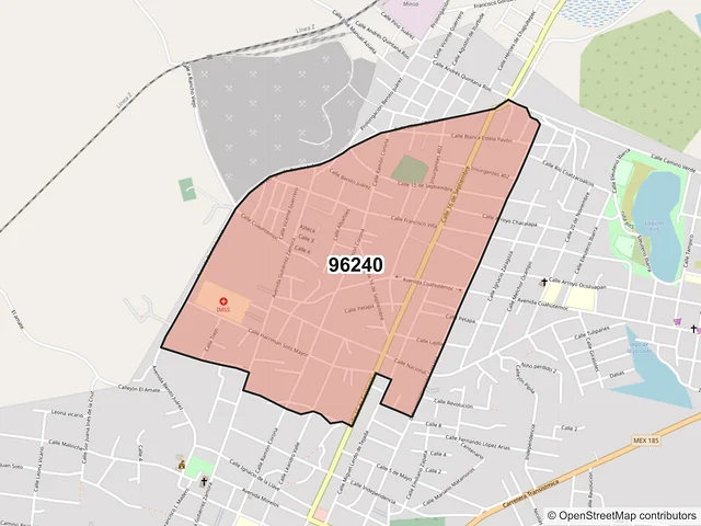Mapa del código postal 96240, Jáltipan, Veracruz de Ignacio de la Llave