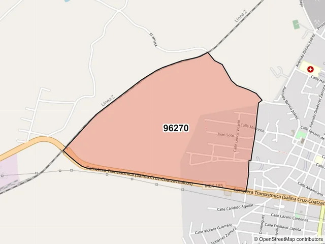 Mapa del código postal 96270, Jáltipan, Veracruz de Ignacio de la Llave