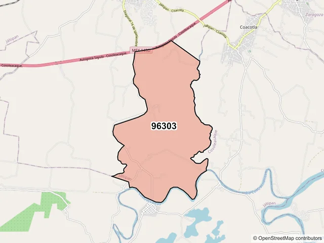 Mapa del código postal 96303, Jáltipan, Veracruz de Ignacio de la Llave