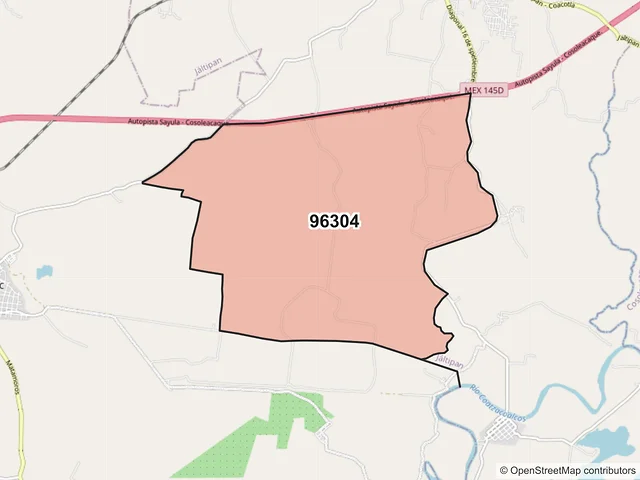 Mapa del código postal 96304, Jáltipan, Veracruz de Ignacio de la Llave