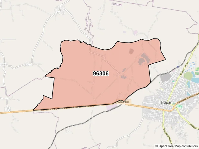 Mapa del código postal 96306, Jáltipan, Veracruz de Ignacio de la Llave