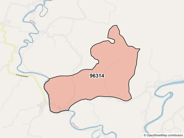 Mapa del código postal 96314, Jáltipan, Veracruz de Ignacio de la Llave