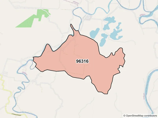 Mapa del código postal 96316, Jáltipan, Veracruz de Ignacio de la Llave