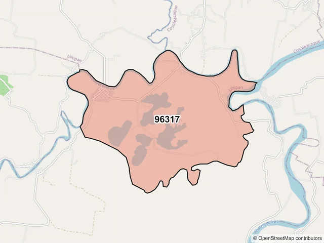Mapa del código postal 96317, Jáltipan, Veracruz de Ignacio de la Llave