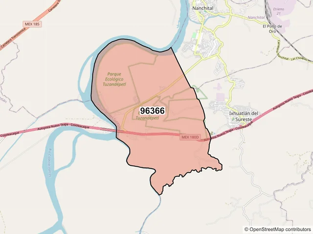 Mapa del código postal 96366, Ixhuatlán del Sureste, Veracruz de Ignacio de la Llave