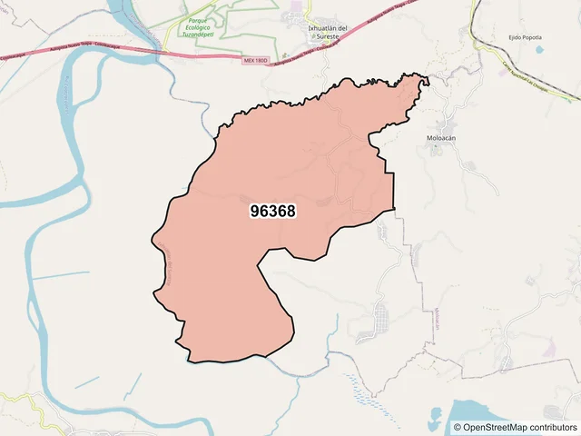 Mapa del código postal 96368, Ixhuatlán del Sureste, Veracruz de Ignacio de la Llave