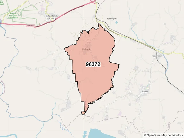 Mapa del código postal 96372, Moloacán, Veracruz de Ignacio de la Llave