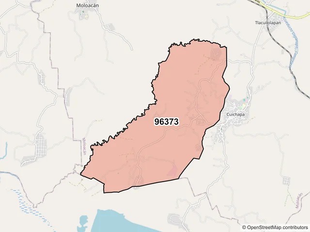 Mapa del código postal 96373, Moloacán, Veracruz de Ignacio de la Llave
