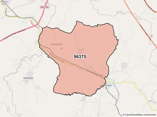Mapa del código postal 96375, Moloacán, Veracruz de Ignacio de la Llave