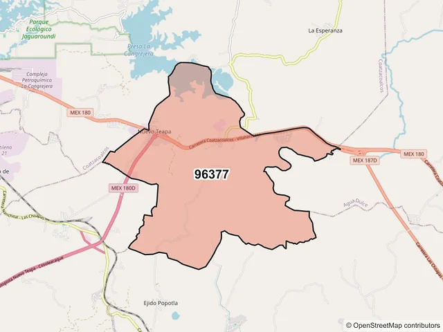 Mapa del código postal 96377, Moloacán, Veracruz de Ignacio de la Llave