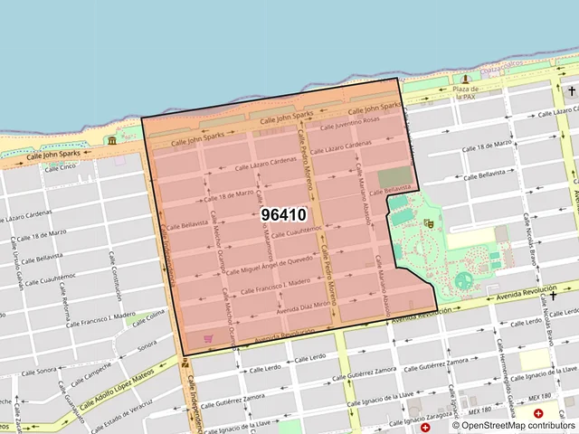 Mapa del código postal 96410, Coatzacoalcos, Veracruz de Ignacio de la Llave
