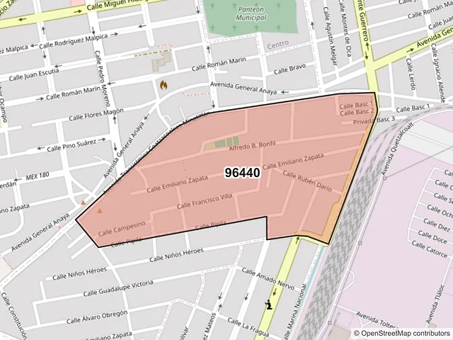 Mapa del código postal 96440, Coatzacoalcos, Veracruz de Ignacio de la Llave