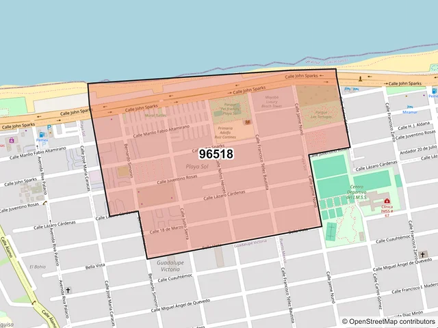 Mapa del código postal 96518, Coatzacoalcos, Veracruz de Ignacio de la Llave