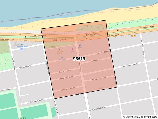 Mapa del código postal 96519, Coatzacoalcos, Veracruz de Ignacio de la Llave