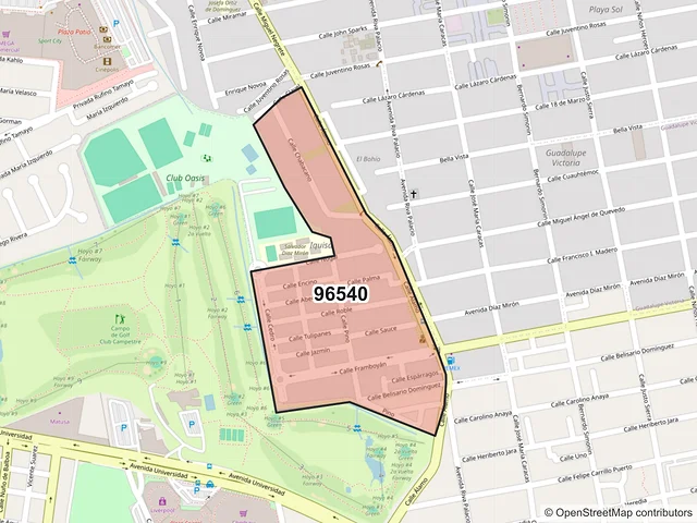 Mapa del código postal 96540, Coatzacoalcos, Veracruz de Ignacio de la Llave