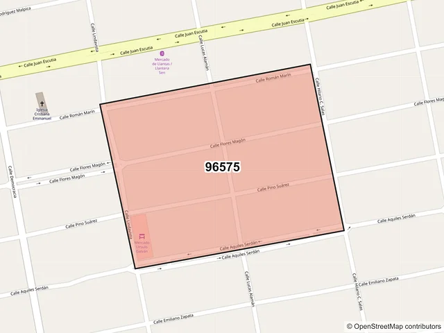 Mapa del código postal 96575, Coatzacoalcos, Veracruz de Ignacio de la Llave