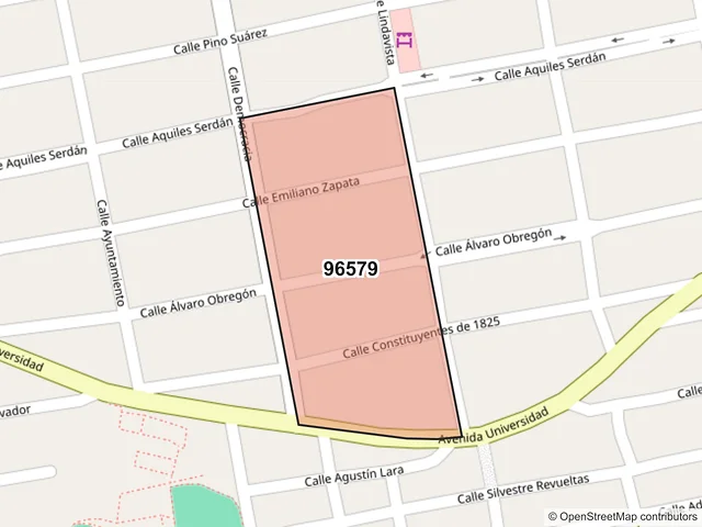 Mapa del código postal 96579, Coatzacoalcos, Veracruz de Ignacio de la Llave