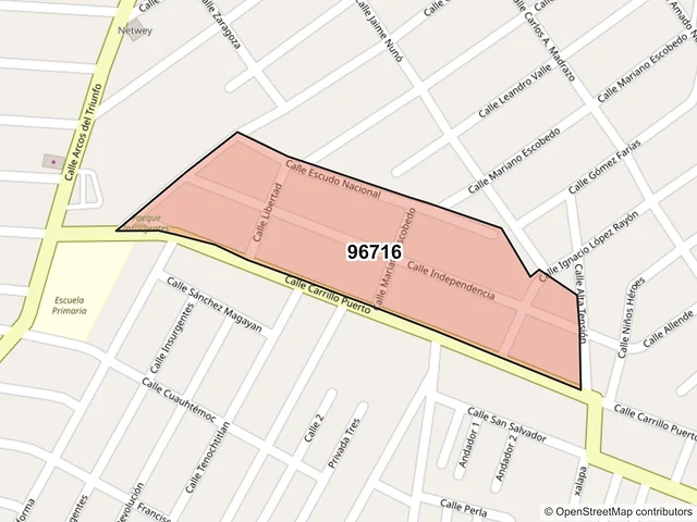 Mapa del código postal 96716, Minatitlán, Veracruz de Ignacio de la Llave