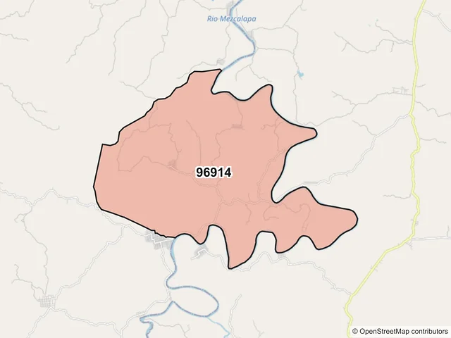 Mapa del código postal 96914, Minatitlán, Veracruz de Ignacio de la Llave