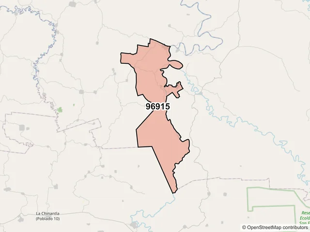 Mapa del código postal 96915, Minatitlán, Veracruz de Ignacio de la Llave