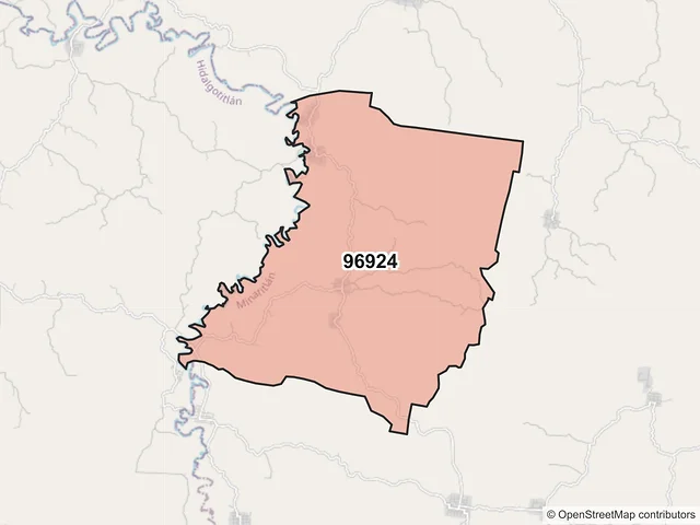 Mapa del código postal 96924, Minatitlán, Veracruz de Ignacio de la Llave