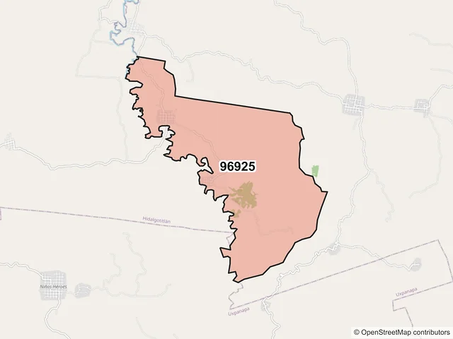 Mapa del código postal 96925, Minatitlán, Veracruz de Ignacio de la Llave
