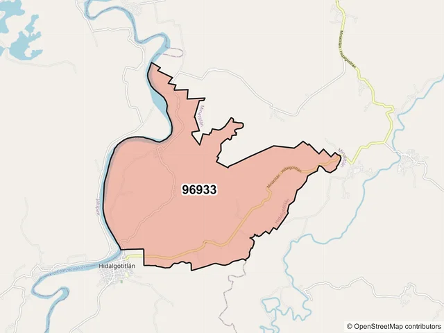 Mapa del código postal 96933, Hidalgotitlán, Veracruz de Ignacio de la Llave