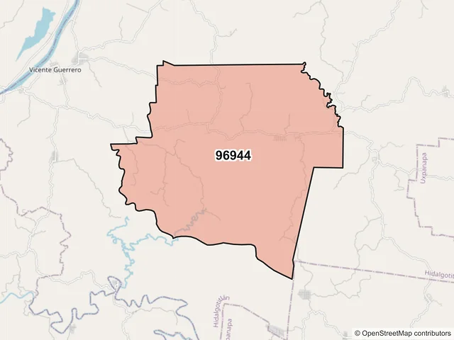 Mapa del código postal 96944, Hidalgotitlán, Veracruz de Ignacio de la Llave