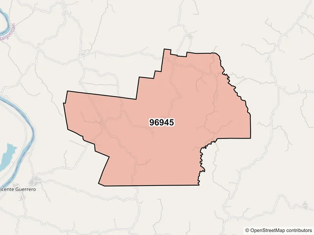 Mapa del código postal 96945, Hidalgotitlán, Veracruz de Ignacio de la Llave