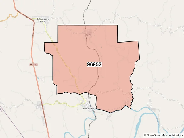 Mapa del código postal 96952, Jesús Carranza, Veracruz de Ignacio de la Llave