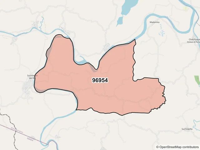 Mapa del código postal 96954, Jesús Carranza, Veracruz de Ignacio de la Llave