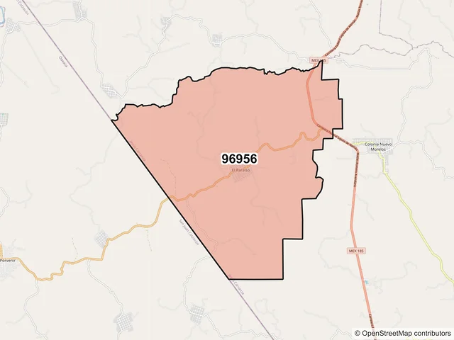 Mapa del código postal 96956, Jesús Carranza, Veracruz de Ignacio de la Llave