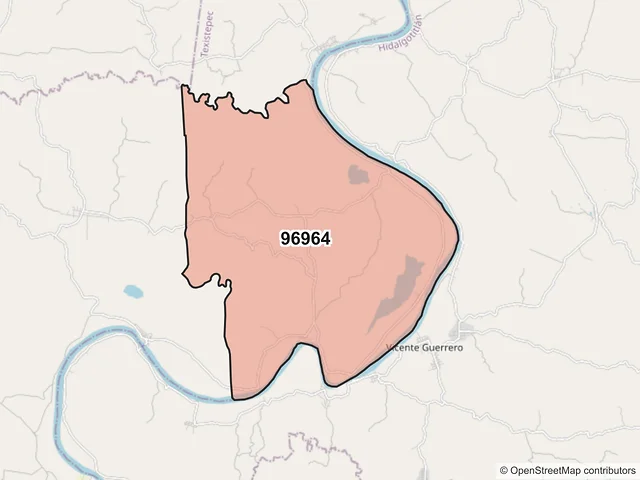 Mapa del código postal 96964, Jesús Carranza, Veracruz de Ignacio de la Llave