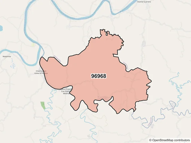 Mapa del código postal 96968, Jesús Carranza, Veracruz de Ignacio de la Llave