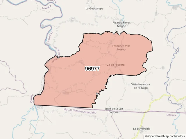Mapa del código postal 96977, Jesús Carranza, Veracruz de Ignacio de la Llave
