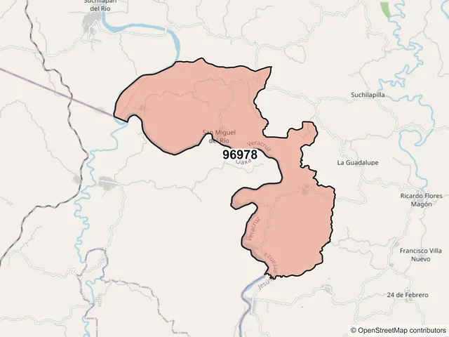 Mapa del código postal 96978, Jesús Carranza, Veracruz de Ignacio de la Llave