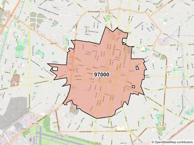 Mapa del código postal 97000, Mérida, Yucatán