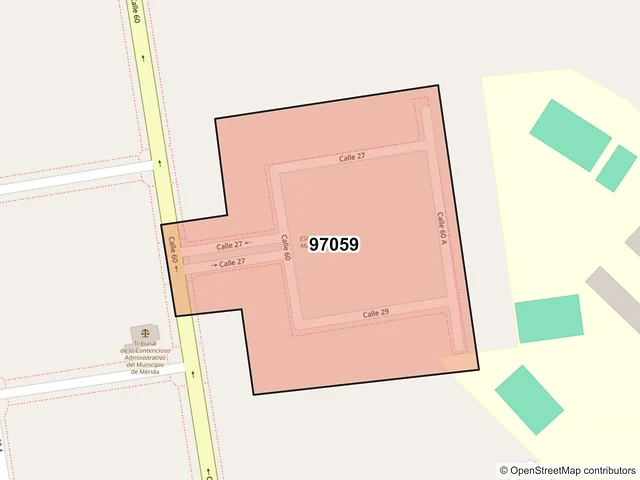 Mapa del código postal 97059, Mérida, Yucatán