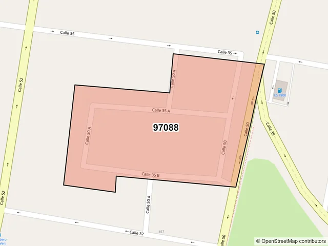 Mapa del código postal 97088, Mérida, Yucatán